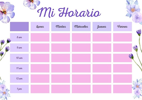 haz un horario semanal